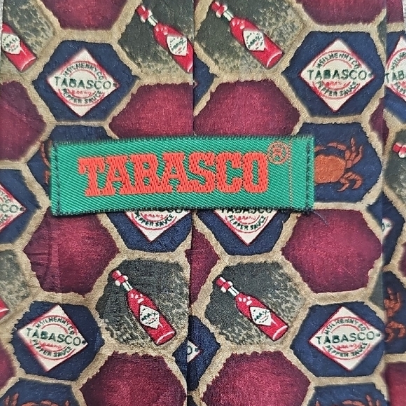 Vintage Silk Tabasco Red and Black Geometric Tie - Picture 2 of 5